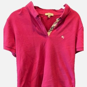 100%  AUTHENTIC BURBERRY Polo Shirt Women's SIZE XL Short Sleeve Nova Check